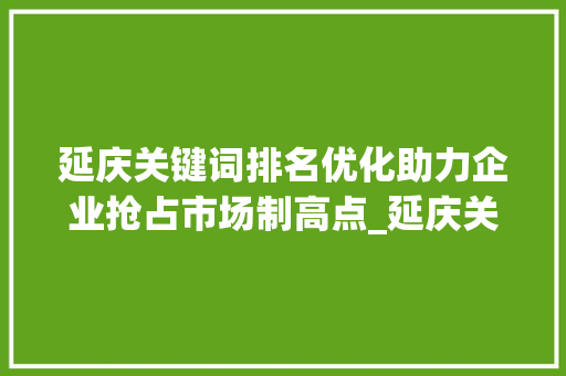 延庆关键词排名优化助力企业抢占市场制高点_延庆关键词排名优化公司