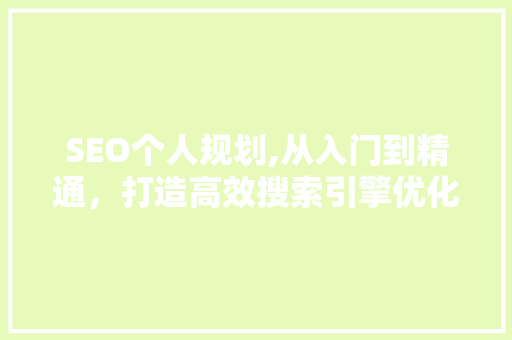 SEO个人规划,从入门到精通，打造高效搜索引擎优化步骤