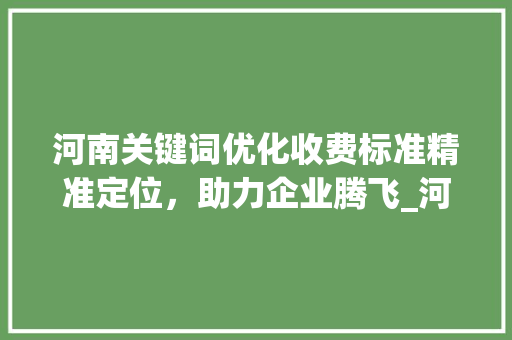 河南关键词优化收费标准精准定位，助力企业腾飞_河南关键词优化怎么收费