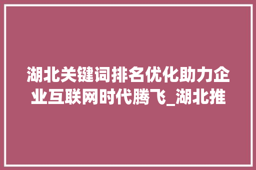 湖北关键词排名优化助力企业互联网时代腾飞_湖北推广关键词排名优化