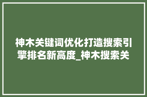 神木关键词优化打造搜索引擎排名新高度_神木搜索关键词排名优化