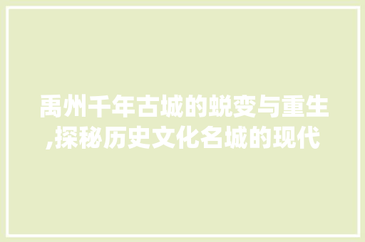 禹州千年古城的蜕变与重生,探秘历史文化名城的现代发展之路_禹州关键词百度优化