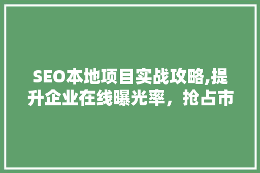 SEO本地项目实战攻略,提升企业在线曝光率，抢占市场先机
