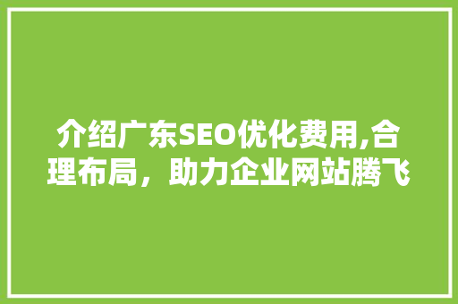 介绍广东SEO优化费用,合理布局，助力企业网站腾飞