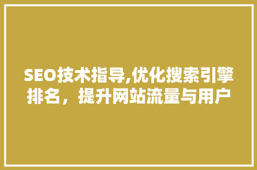 SEO技术指导,优化搜索引擎排名，提升网站流量与用户体验