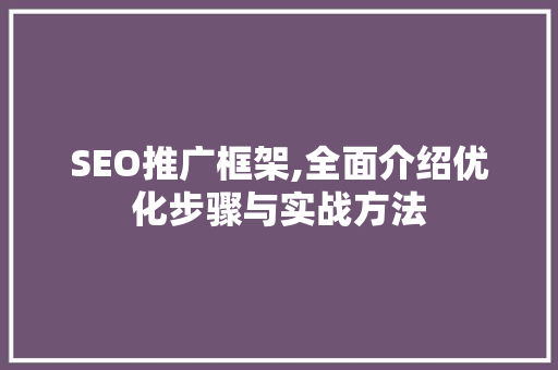 SEO推广框架,全面介绍优化步骤与实战方法