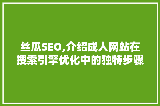 丝瓜SEO,介绍成人网站在搜索引擎优化中的独特步骤