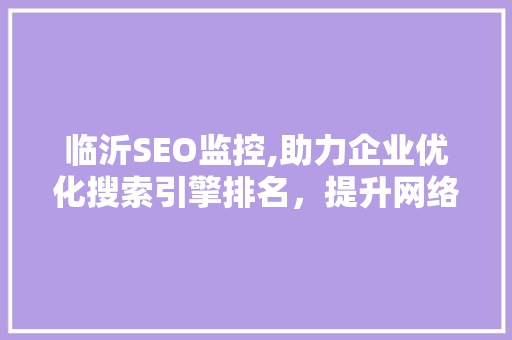 临沂SEO监控,助力企业优化搜索引擎排名，提升网络营销效果
