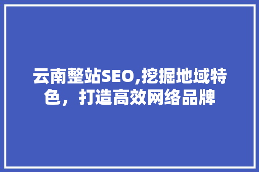 云南整站SEO,挖掘地域特色，打造高效网络品牌