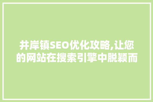 井岸镇SEO优化攻略,让您的网站在搜索引擎中脱颖而出