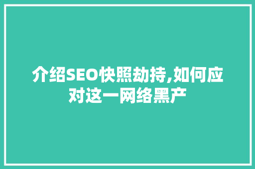 介绍SEO快照劫持,如何应对这一网络黑产