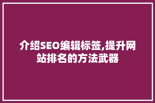 介绍SEO编辑标签,提升网站排名的方法武器