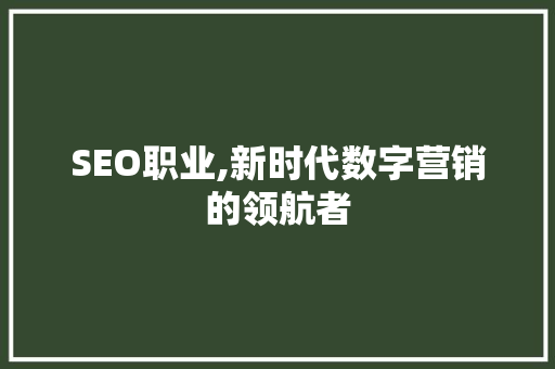 SEO职业,新时代数字营销的领航者