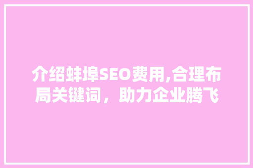 介绍蚌埠SEO费用,合理布局关键词，助力企业腾飞