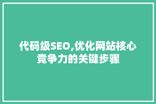 代码级SEO,优化网站核心竞争力的关键步骤  第1张