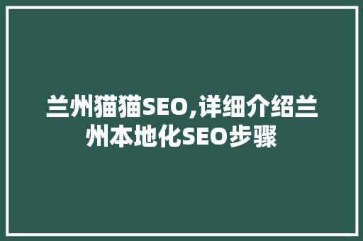 兰州猫猫SEO,详细介绍兰州本地化SEO步骤
