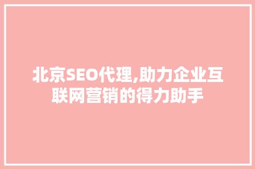 北京SEO代理,助力企业互联网营销的得力助手