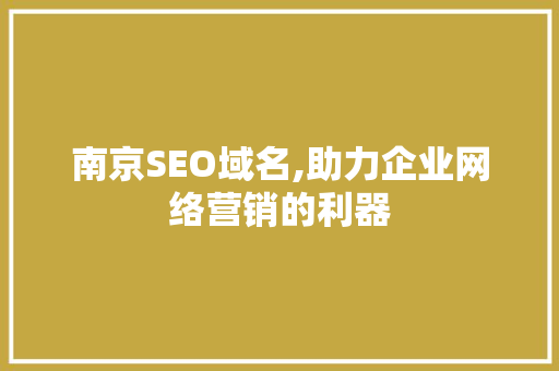 南京SEO域名,助力企业网络营销的利器