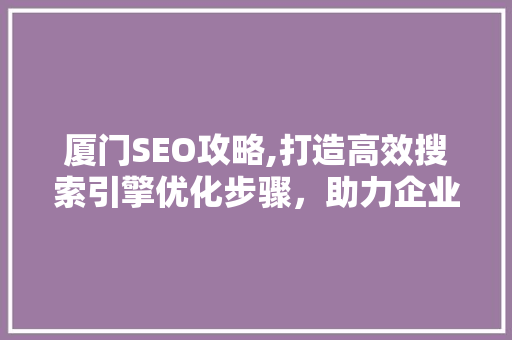 厦门SEO攻略,打造高效搜索引擎优化步骤，助力企业腾飞