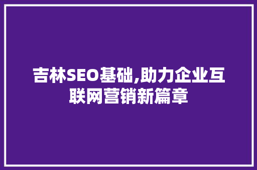 吉林SEO基础,助力企业互联网营销新篇章