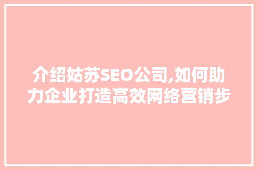介绍姑苏SEO公司,如何助力企业打造高效网络营销步骤