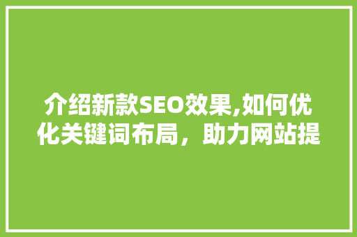 介绍新款SEO效果,如何优化关键词布局，助力网站提升排名