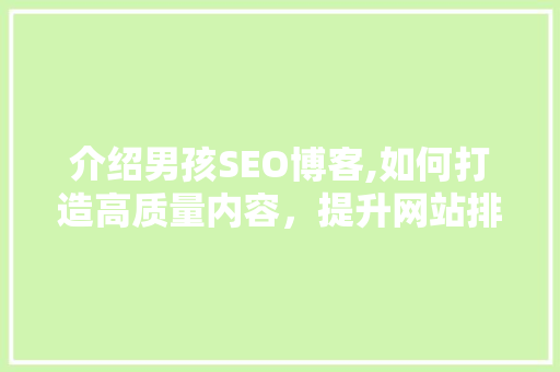 介绍男孩SEO博客,如何打造高质量内容，提升网站排名
