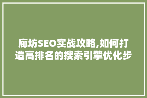 廊坊SEO实战攻略,如何打造高排名的搜索引擎优化步骤