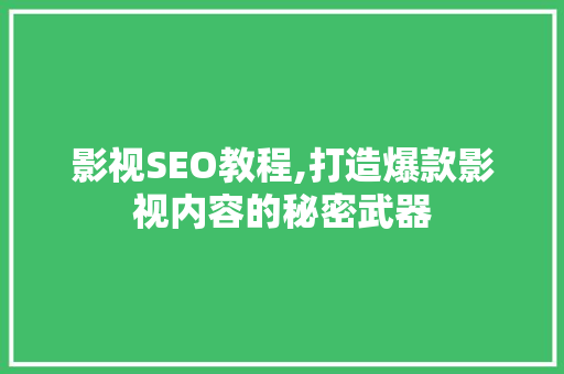 影视SEO教程,打造爆款影视内容的秘密武器
