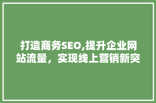 打造商务SEO,提升企业网站流量，实现线上营销新突破