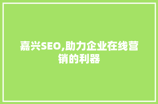 嘉兴SEO,助力企业在线营销的利器