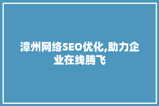 漳州网络SEO优化,助力企业在线腾飞