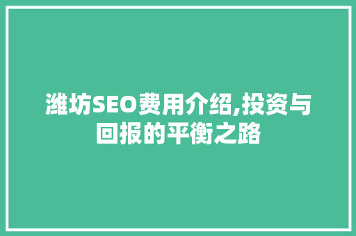 潍坊SEO费用介绍,投资与回报的平衡之路