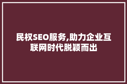 民权SEO服务,助力企业互联网时代脱颖而出
