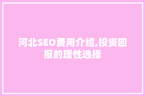 河北SEO费用介绍,投资回报的理性选择