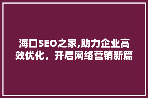 海口SEO之家,助力企业高效优化，开启网络营销新篇章