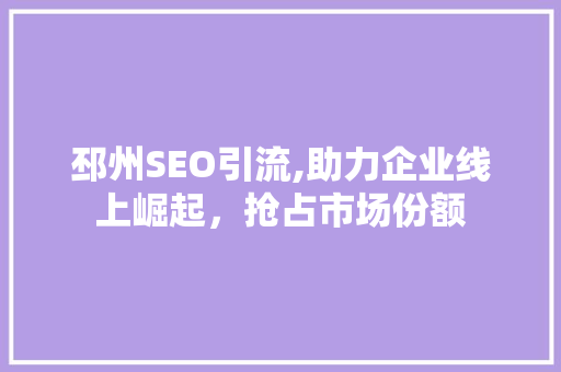 邳州SEO引流,助力企业线上崛起，抢占市场份额
