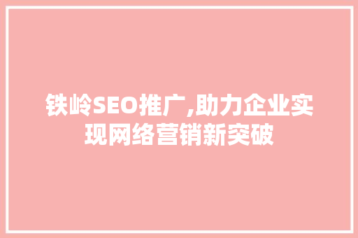 铁岭SEO推广,助力企业实现网络营销新突破