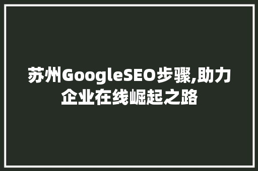 苏州GoogleSEO步骤,助力企业在线崛起之路