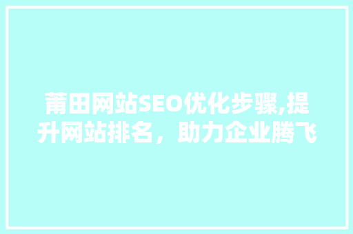莆田网站SEO优化步骤,提升网站排名，助力企业腾飞
