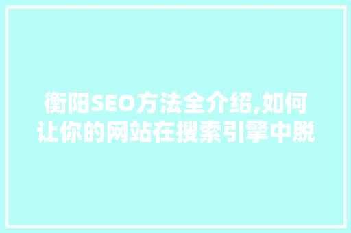 衡阳SEO方法全介绍,如何让你的网站在搜索引擎中脱颖而出
