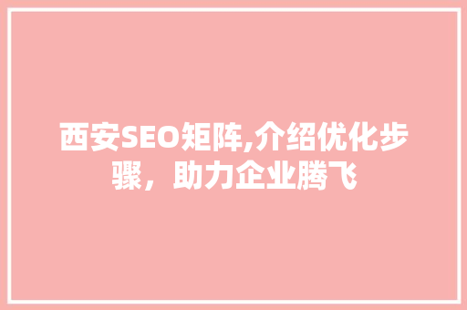 西安SEO矩阵,介绍优化步骤，助力企业腾飞