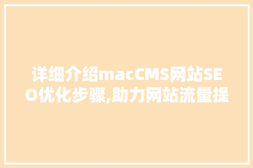 详细介绍macCMS网站SEO优化步骤,助力网站流量提升与品牌形象塑造