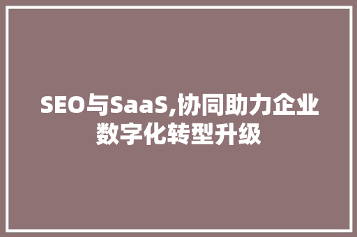 SEO与SaaS,协同助力企业数字化转型升级