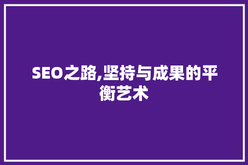 SEO之路,坚持与成果的平衡艺术