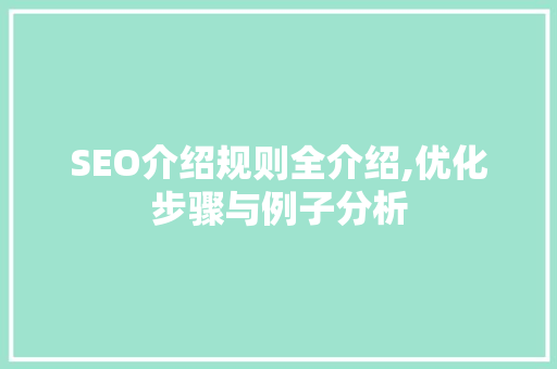 SEO介绍规则全介绍,优化步骤与例子分析