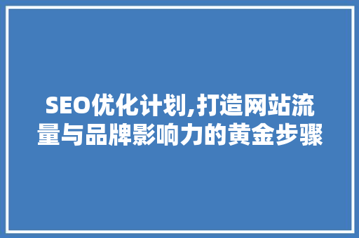 SEO优化计划,打造网站流量与品牌影响力的黄金步骤
