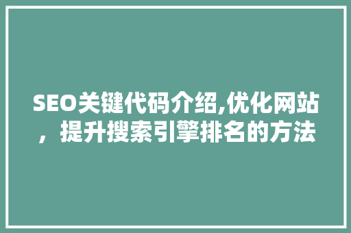 SEO关键代码介绍,优化网站，提升搜索引擎排名的方法