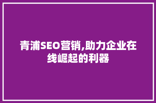 青浦SEO营销,助力企业在线崛起的利器