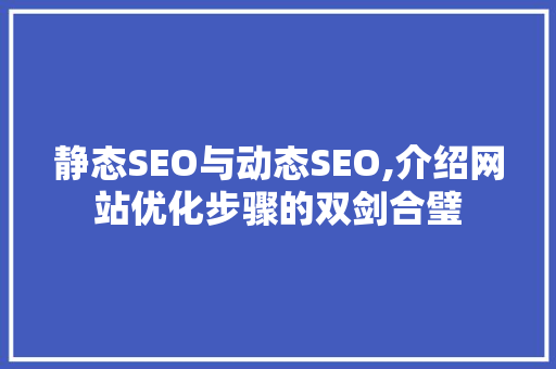静态SEO与动态SEO,介绍网站优化步骤的双剑合璧